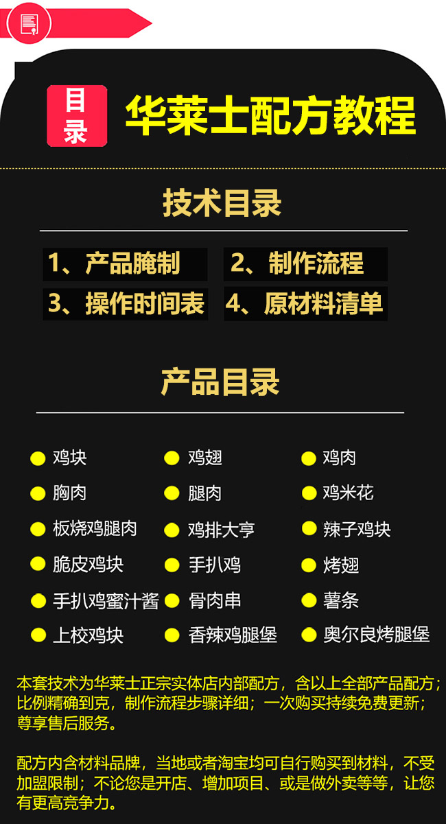 华莱士炸鸡汉堡配方炸鸡烤翅鸡米花鸡排腌料油火乍制作技术教程商用-小白网创资源网