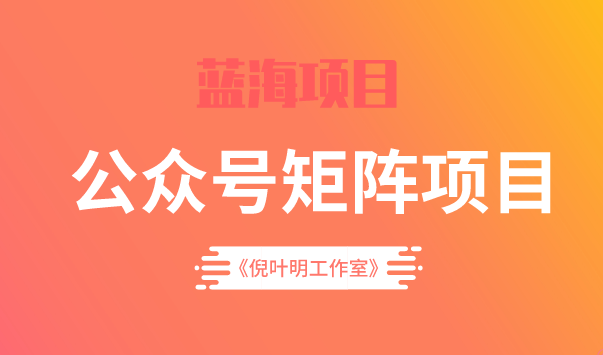 倪叶明·蓝海公众号矩阵项目训练营，0粉冷启动，公众号矩阵账号粉丝突破30w-小白网创资源网