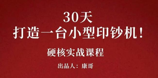 康哥30天打造一台小型印钞机：躺赚30万的项目完整复盘（视频教程）-小白网创资源网