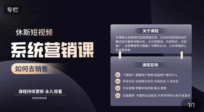 休斯短视频系统运营大课，你掌握核心的运营思维 价值7800元-小白网创资源网