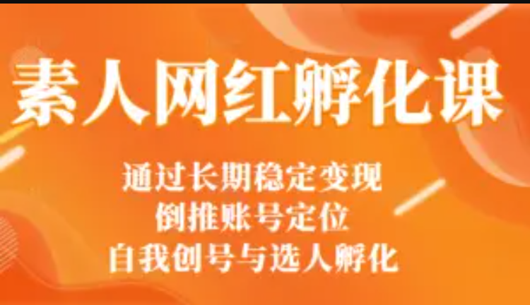 马大个素人网红孵化课：通过长期稳定变现，倒推账号定位，自我创号与选人孵化-小白网创资源网