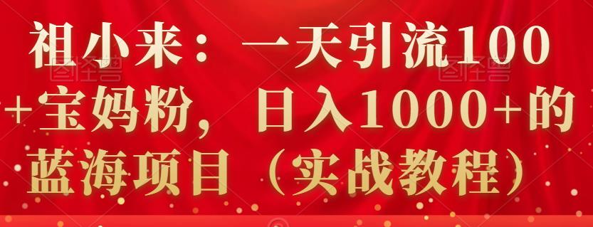 祖小来：一天引流100+宝妈粉，日入1000+的蓝海项目（实战教程）-小白网创资源网