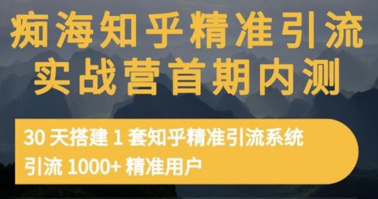 痴海知乎精准引流实战营1-2期，30天搭建1套知乎精准引流系统，引流1000+精准用户-小白网创资源网
