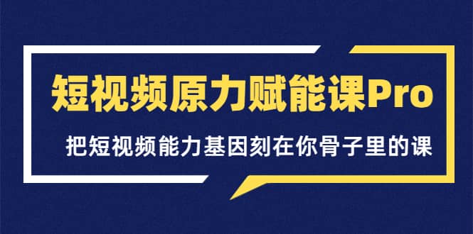 短视频原力赋能课Pro，把短视频能力基因刻在你骨子里的课（价值4999元）-小白网创资源网