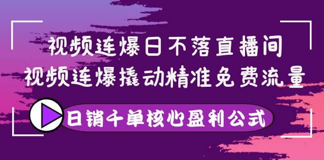 视频连爆日不落直播间，视频连爆撬动精准免费流量，日销千单核心盈利公式-小白网创资源网
