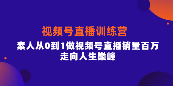 视频号直播训练营，素人从0到1做视频号直播销量百万，走向人生巅峰-小白网创资源网