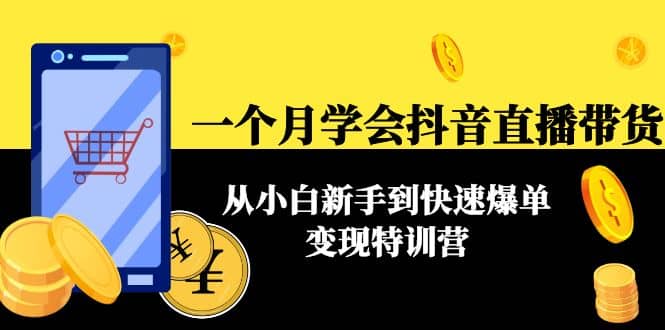 一个月学会抖音直播带货：从小白新手到快速爆单变现特训营(63节课)-小白网创资源网
