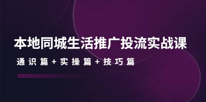 本地同城生活推广投流实战课：通识篇+实操篇+技巧篇-小白网创资源网