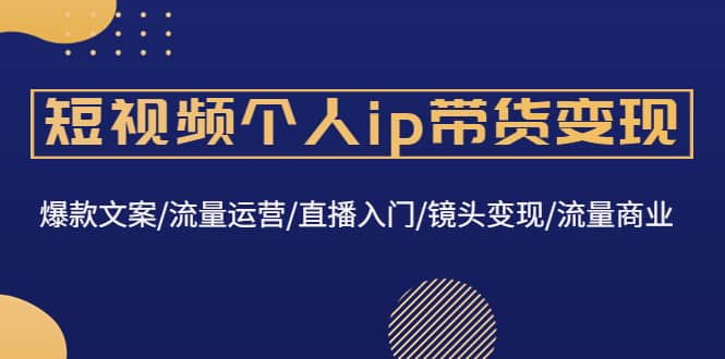 短视频个人ip带货变现：爆款文案/流量运营/直播入门/镜头变现/流量商业-小白网创资源网