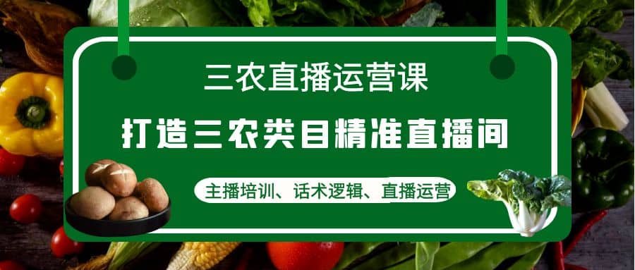 三农直播运营课：打造三农类目精准直播间，主播培训、话术逻辑、直播运营-小白网创资源网