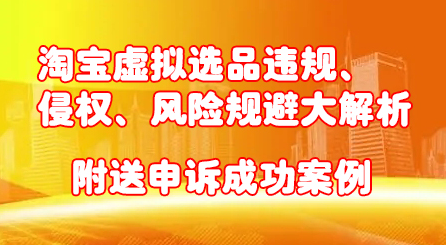 淘宝虚拟选品违规、侵权、风险规避大解析，附送申诉成功案例！-小白网创资源网