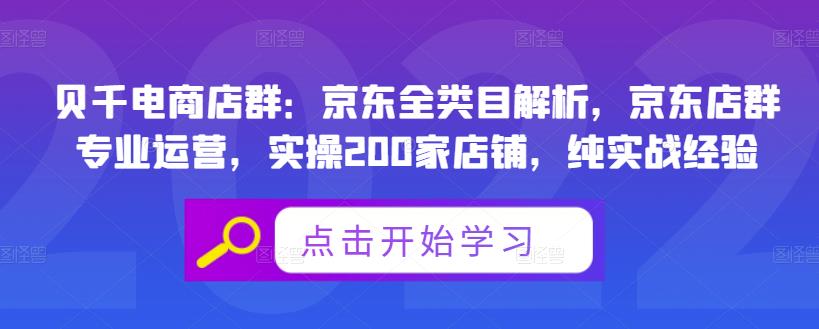 贝千电商店群：京东全类目解析，京东店群专业运营，实操200家店铺，纯实战经验-小白网创资源网
