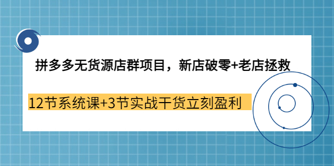 拼多多无货源店群项目，新店破零+老店拯救 12节系统课+3节实战干货立刻盈利-小白网创资源网