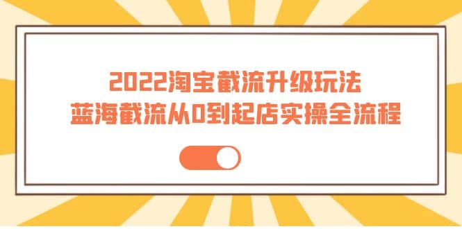 2022淘宝截流升级玩法：蓝海截流从0到起店实操全流程 价值千元-小白网创资源网