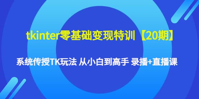 tkinter零基础变现特训【20期】系统传授TK玩法 从小白到高手 录播+直播课-小白网创资源网