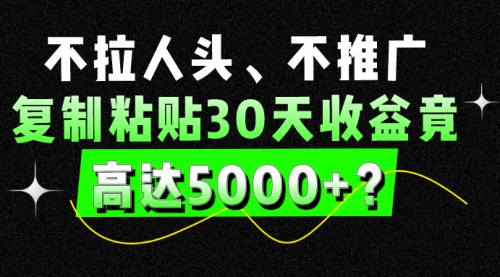 不拉人头、不推广，复制粘贴30天收益竟高达5000+？-小白网创资源网