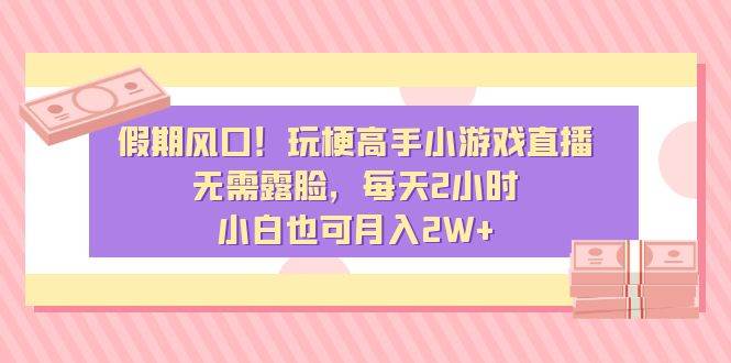 假期风口！玩梗高手小游戏直播，无需露脸，每天2小时，小白也可一个月2W+-小白网创资源网