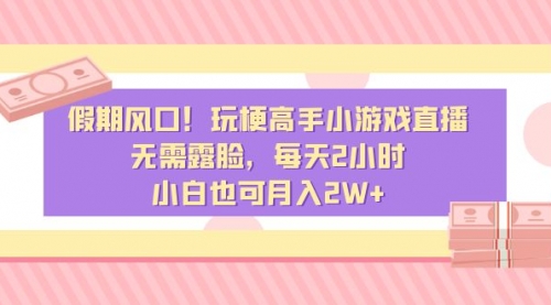 假期风口！玩梗高手小游戏直播，无需露脸，每天2小时-小白网创资源网