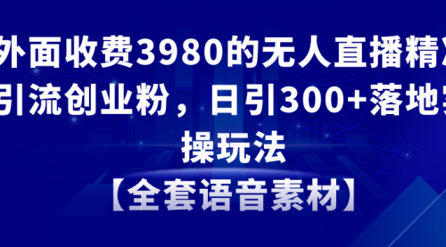 无人直播精准引流创业粉，日引300+落地实操玩法【全套语音素材】-小白网创资源网