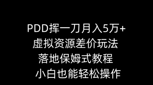 PDD挥一刀月入5万+，虚拟资源差价玩法，落地保姆式教程，小白也能轻松操作-小白网创资源网