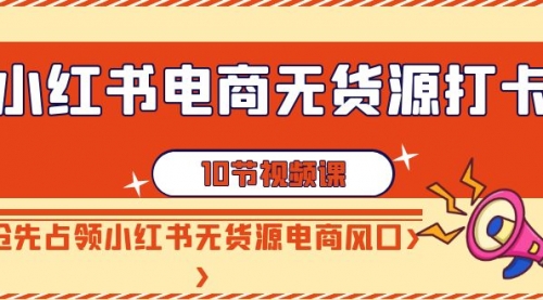 小红书电商-无货源打卡，抢先占领小红书无货源电商风口（10节课）-小白网创资源网