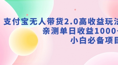 支付宝无人带货2.0高收益玩法，亲测单日收益1000+，小白必备项目-小白网创资源网