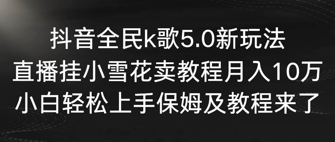 抖音全民k歌5.0新玩法，直播挂小雪花卖教程一个月10万，小白轻松上手，保...-小白网创资源网