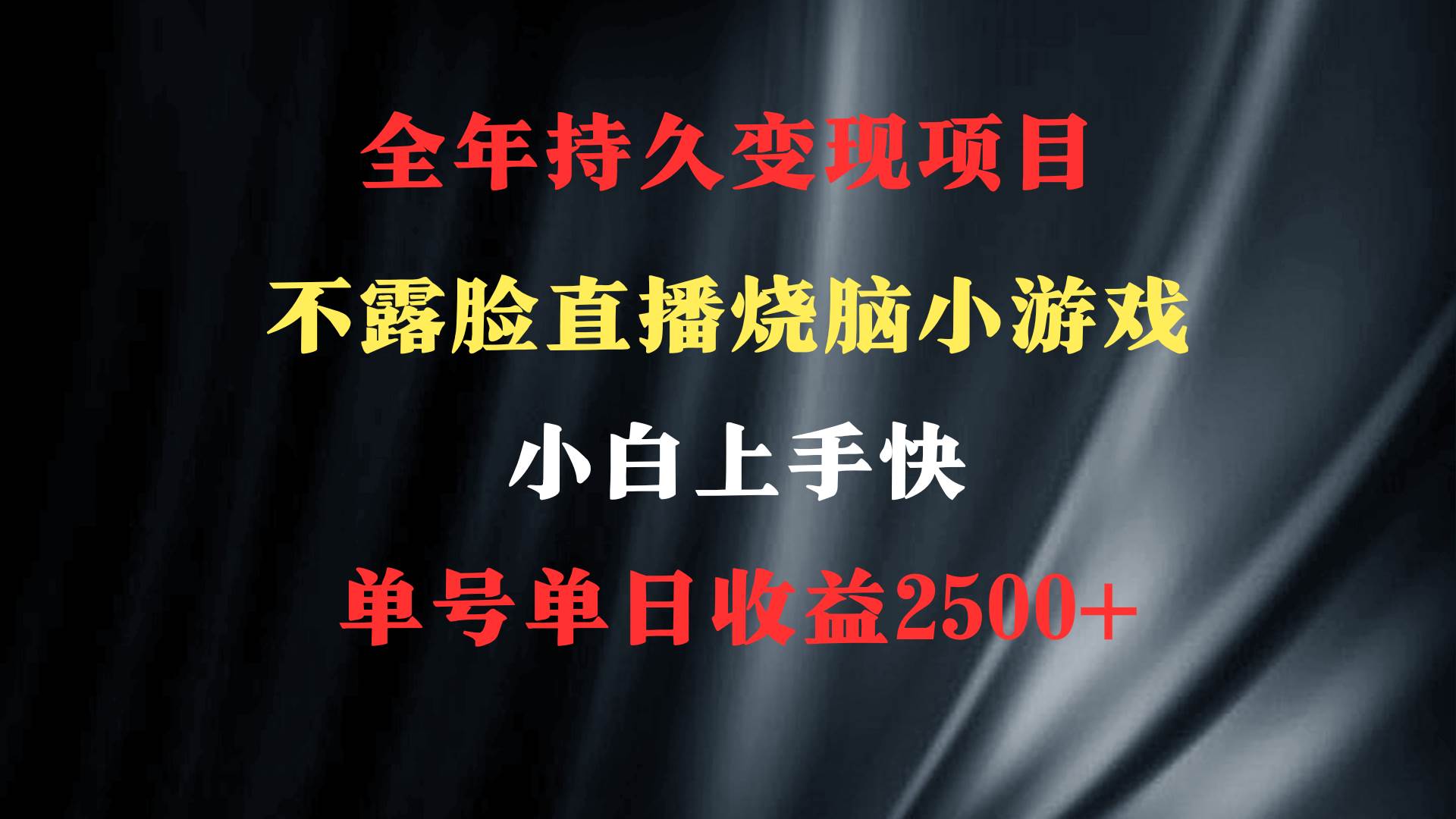 2024年 最优项目，烧脑小游戏不露脸直播  小白上手快 无门槛 一天收益2500+-小白网创资源网