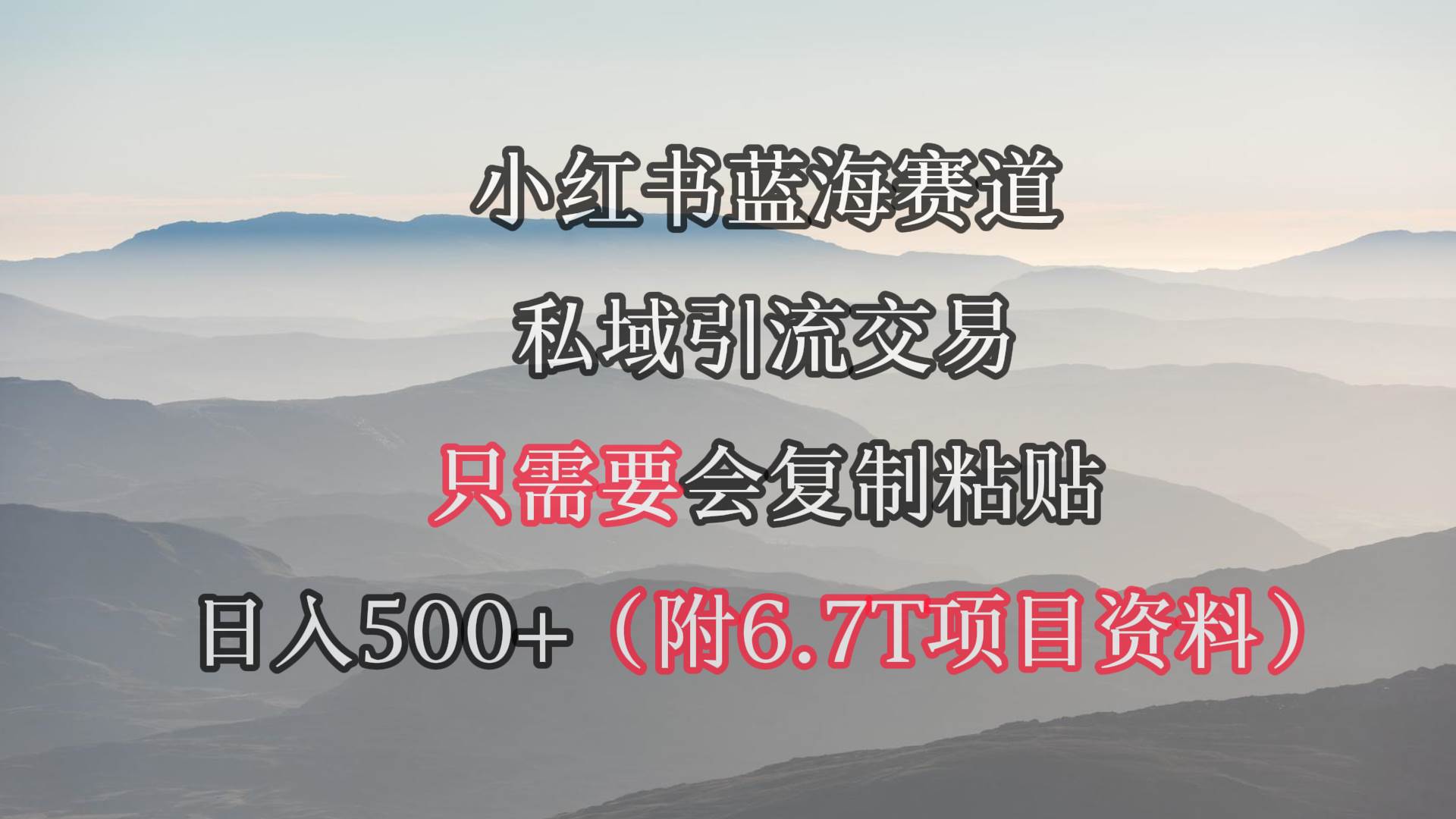 小红书短剧赛道，私域引流交易，会复制粘贴，一天500+（附6.7T短剧资源）-小白网创资源网