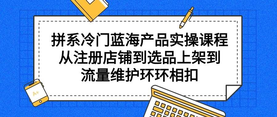拼系冷门蓝海产品实操课程，从注册店铺到选品上架到流量维护环环相扣-小白网创资源网