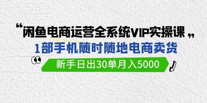 闲鱼电商运营全系统VIP实战课，1部手机随时随地卖货，新手日出30单-小白网创资源网