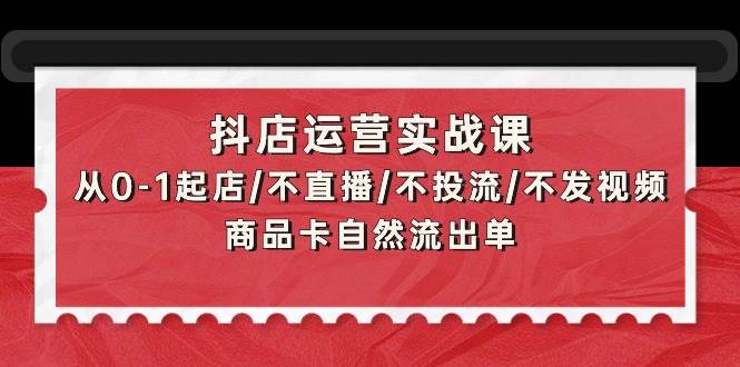 抖店运营实战课：从0-1起店/不直播/不投流/不发视频/商品卡自然流出单-小白网创资源网