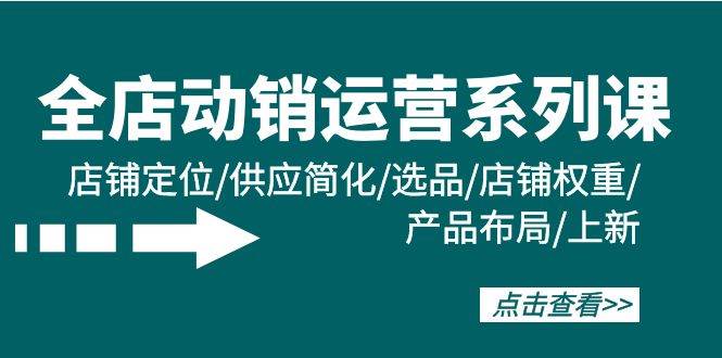 全店·动销运营系列课：店铺定位/供应简化/选品/店铺权重/产品布局/上新-小白网创资源网