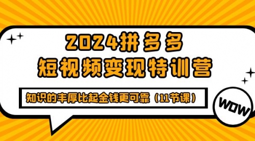 2024拼多多短视频变现特训营，知识的丰厚比起金钱更可靠-小白网创资源网