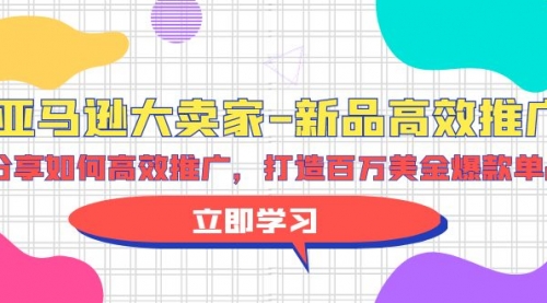 亚马逊 大卖家-新品高效推广，分享如何高效推广，打造百万美金爆款单品-小白网创资源网