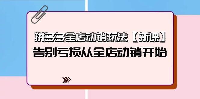 拼多多全店动销玩法【新课】，告别亏损从全店动销开始（4节视频课）-小白网创资源网