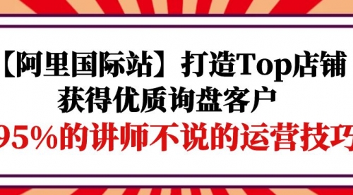 【阿里国际站】打造Top店铺-获得优质询盘客户，95%的讲师不说的运营技巧-小白网创资源网