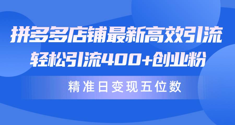 拼多多店铺最新高效引流术，轻松引流400+创业粉，精准日变现五位数！-小白网创资源网