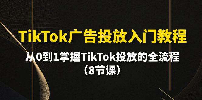 TikTok广告投放入门教程，从0到1掌握TikTok投放的全流程（8节课）-小白网创资源网