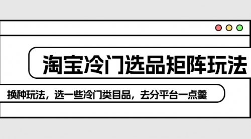 淘宝冷门选品矩阵玩法：换种玩法，选一些冷门类目品，去分平台一点羹-小白网创资源网