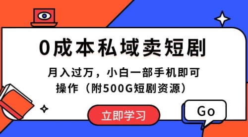0成本私域卖短剧，月入过万，小白一部手机即可操作（附500G短剧资源）-小白网创资源网
