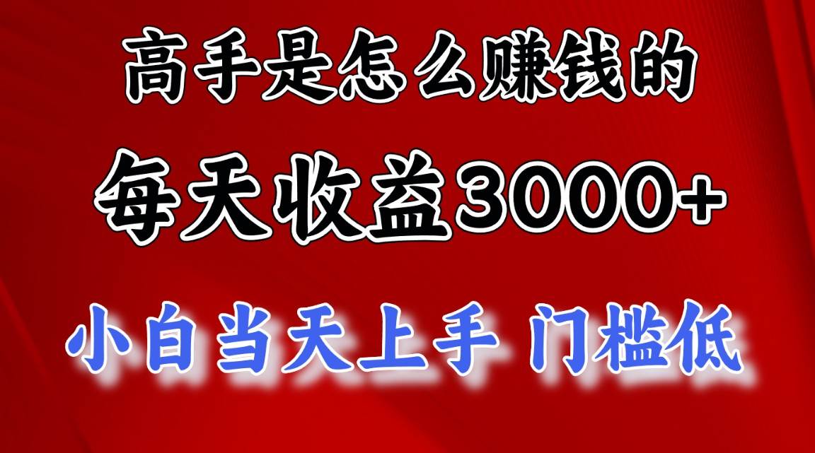 高手是怎么赚钱的，一天收益3000+ 这是穷人逆风翻盘的一个项目，非常稳...-小白网创资源网