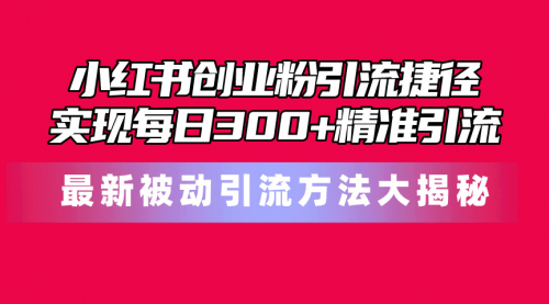 小红书创业粉引流捷径！最新被动引流方法大揭秘，实现每日300+精准引流-小白网创资源网