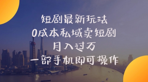 短剧最新玩法 0成本私域卖短剧 月入过万 一部手机即可操作-小白网创资源网