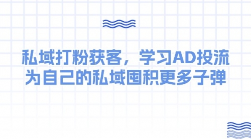 私域打粉获客，学习AD投流，为自己的私域囤积更多子弹-小白网创资源网