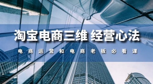 淘宝电商三维 经营心法：电商运营和电商老板必看课-小白网创资源网