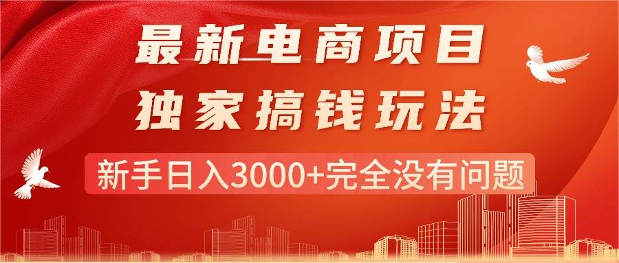 最新电商项目-搞钱玩法，新手一天3000+完全没有问题-小白网创资源网