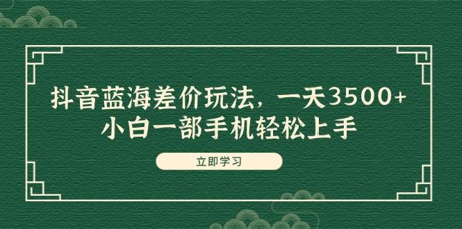 抖音蓝海差价玩法，一天3500+，小白一部手机轻松上手-小白网创资源网