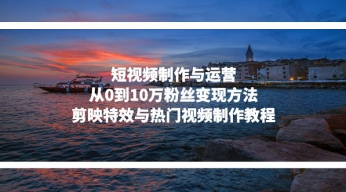 短视频制作与运营，从0到10万粉丝变现方法，剪映特效与热门视频制作教程-小白网创资源网
