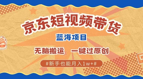 京东短视频蓝海带货项目，无需剪辑无脑搬运，一键过原创-小白网创资源网